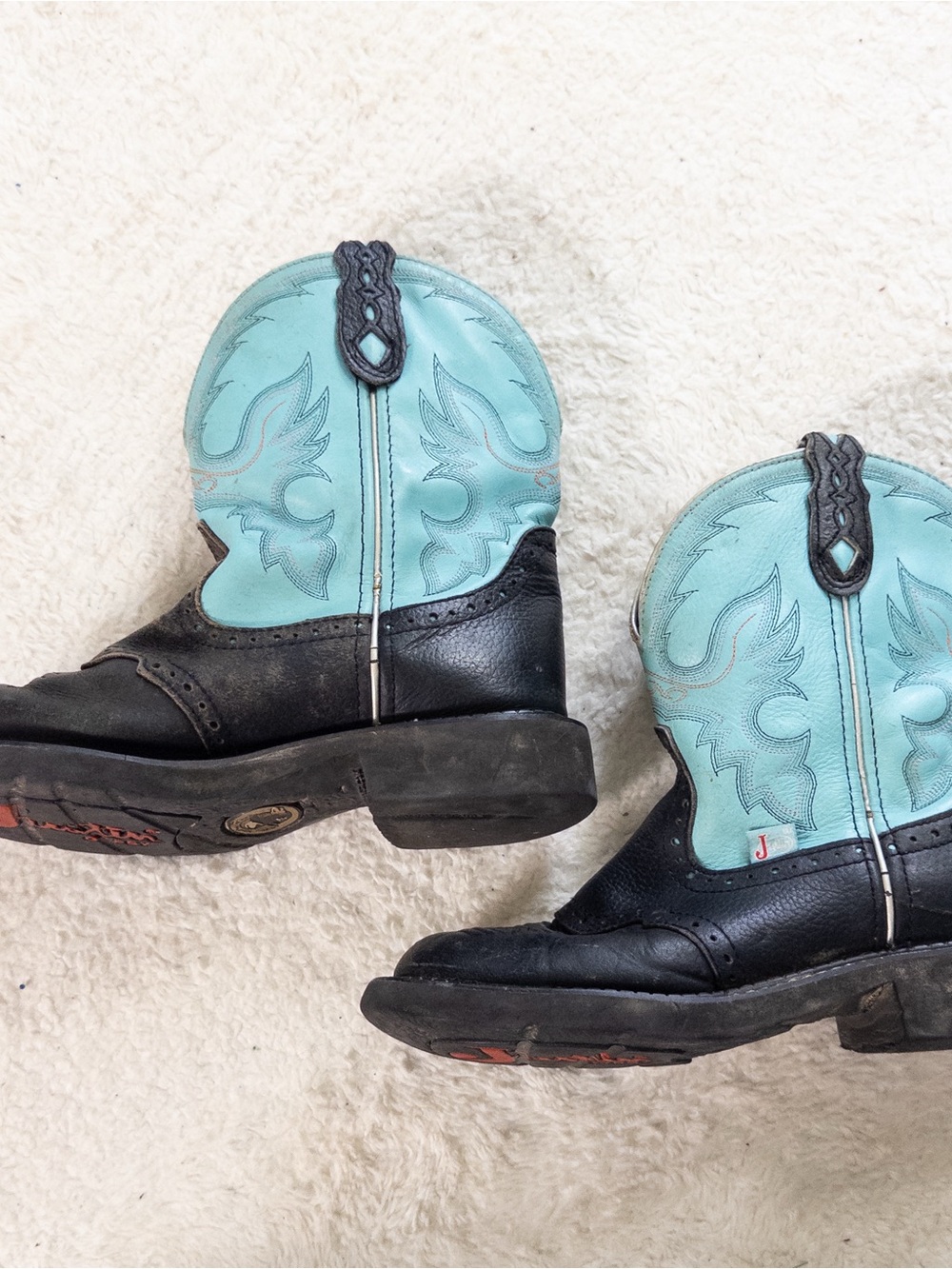 Justin Gypsy Blue Black Leather Cowboy Boots Women’s Size 7B - Picture 7 of 9